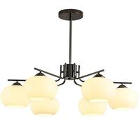 Lampadario Mid Century Bianco Nero - Lampadario Moderno a Semi-Incasso a 6 luci in Vetro Bianco - Lampadari Sputnik industriali in Oro Cromato,Lampadario