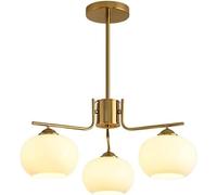 Lampadario Mid Century Bianco Nero - Lampadario Moderno a Semi-Incasso a 6 luci in Vetro Bianco - Lampadari Sputnik industriali in Oro Cromato,Lampadario
