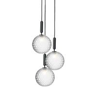 Lampadario Miira 3 Grande , Grigio e Ottica Trasparente
