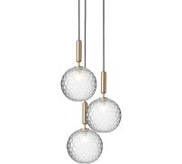 Lampadario Miira 3 Grande in Ottone e Ottica Trasparente