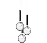 Lampadario Miira 3 Grigio e Ottica Trasparente