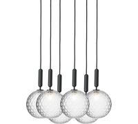 Lampadario Miira 6 Grande Grigio e Ottica Trasparente