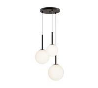 Lampadario Minimal Basic Form In Metallo Nero 3 Luci E Diffusori Bianchi [EEK: A++]
