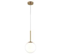 Lampadario Minimal Basic Form Medio In Metallo Oro 1 Luce E Diffusore Bianco