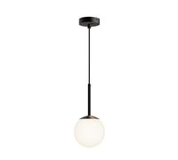 Lampadario Minimal Basic Form Piccola In Metallo Nero 1 Luce E Diffusore Bianco