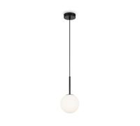 Lampadario Minimal Basic Form Piccola Metallo Nero 1 Luce Diffusore Bianco