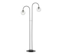 Lampadario Minimal Utu Acciaio Nero Trasparente 2 Luci E14 Ip20