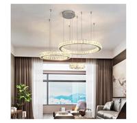 Lampadario, Modern Crystal stair chandelier lights indoor lighting Ceiling lamp hanging light led Chandeliers for living room lightin(3 Rings 30 50 80,Dimmable)