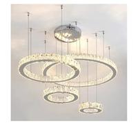 Lampadario, Modern Crystal stair chandelier lights indoor lighting Ceiling lamp hanging light led Chandeliers for living room lightin(4 rings 30 50 60 80,Dimmable)