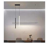 Lampadario, Modern Minimalist Black Dimmable LED Chandelier Pendant Lamp for Dining Table Kitchen Bar(Cold,Black 80cm)