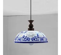 Lampadario moderni , Nuovo lampadario in ceramica in stile cinese E27 Lampada a 1 lampada in porcellana blu e bianca a cinque colori Lampada a sospensione Lampada a sospensione da tè Tavolo da pranzo