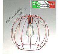 LAMPADARIO MODERNO 1 LUCE GABBIA IN RAME SOSPENSIONE CUCINA CAMERA ENTRATA Bask.