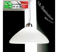 LAMPADARIO MODERNO 1 LUCE VETRO S. BIANCO Ø40 LAMPADA A SOSPENSIONE CUCINA Tina