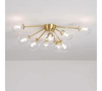 Lampadario Moderno a 10 luci Bubble Sputnik con Montaggio a Semi-Incasso, lampadario a Globo in Vetro Trasparente, lampadario in Ottone di metà secolo per Sala da Pranzo e Soggiorno