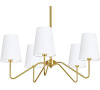 Lampadario Moderno A 5 Luci, Plafoniera Classica A Sospensione Per Sala Da Pranzo, Lampadario Da 30"/76 Cm Con Attacco E14, Lampada A Sospensione Per Soggiorno, Corridoio, Regolabile In Altezza (Oro)