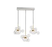 Lampadario Moderno a Bolle Lampadario a Sospensione a Globo in Ottone Lampadario a Sfera in Vetro Trasparente Lampadario a Sospensione a Globo a 15 Teste per Soggiorno con Isola Cucina - Luce Calda