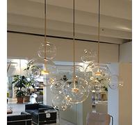 Lampadario Moderno a Bolle in Ottone Lampadario a Globo in Vetro Trasparente Lampada a Sfera a 5 Teste Illuminazione a Sospensione a grappolo per Soggiorno con Isola Cucina - Luce Calda 3000K