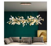 Lampadario moderno a forma di ramo d'albero compatibile con sala da pranzo soggiorno camera da letto cucina bar lampadario a sospensione rotondo dorato foglia di ginkgo lampadario lampadario