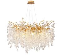 Lampadario moderno a forma di ramo di albero in cristallo, lampadario di foglie di cristallo di lusso dorato, lampadario a sospensione per interni, per sala da pranzo, soggiorno, camera da l