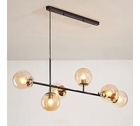 Lampadario Moderno a Globo in Vetro Illuminazione a 6 luci Lampadari industriali di metà secolo Lampada a Sospensione lineare a soffitto Lampada a Sospensione in Metallo con Paralume a Sfera in Vetro