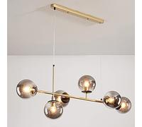 Lampadario Moderno a Globo in Vetro Illuminazione a 6 luci Lampadari industriali di metà secolo Lampada a Sospensione Lampada a Sospensione lineare a soffitto in Metallo con Paralume a Sfera in Vetro