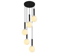 Lampadario Moderno a grappolo - Lampada a Sospensione Regolabile in Altezza con lampadine a LED a Forma di Mais e Dettagli in Cristallo a Globo, Perfetto per Soggiorno, corridoio, Scale (5 l