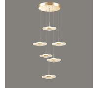 Lampadario Moderno a LED a Forma di Fiore di Loto, 6 luci, per Ingresso, atrio, Scala, soffitto Alto, lampadario a Sospensione Vintage in Oro per Camera da Letto, Sala da Pranzo, Isola della cuci