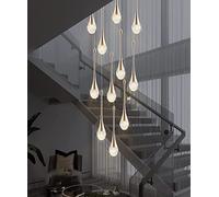 Lampadario Moderno a LED a Forma di Goccia d'Acqua, 8 luci, Illuminazione a Sospensione per Ville e Scale Duplex, Lampada a Sospensione Lunga in Cristallo per ristoranti e Decorazioni per la