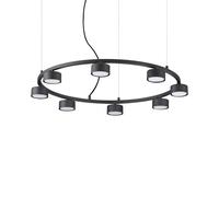 Sospensione Industrial-Minimal Minor Metallo Nero 8 Luci Gx53 9W 3000K