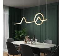 Lampadario moderno a LED dimmerabile con telecomando, semplice e moderno, lampadario lineare dorato per isola cucina, lampada da soffitto sospesa a 90 cm sopra il tavolo da pranzo, altezza regolabil