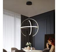 Lampadario Moderno a LED in Acrilico per Sala da Pranzo, Cucina, Camera da Letto, Soggiorno, Design a Globo dimmerabile, Nero 45x45 cm