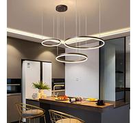 Lampadario moderno a LED, lampada a sospensione a LED dimmerabile a 3 anelli, lampadari regolabili per soggiorno illuminazione lampada a sospensione a soffitto con anelli spazzolati per sala da pranzo