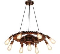 Lampadario moderno a LED, lampadario retrò con ingranaggi a vento industriale - Luci pendenti in ferro battuto adatte, luce led soffitto