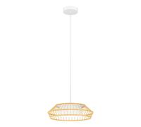 Lampadario moderno a led rgb design legno naturale e tessuto GL1683