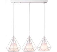 Lampadario moderno a LED, ristorante geometrico americano a testa singola industriale loft bianco - Lampadario piccolo a gabbia Compatible with uccelli retrò, luce led soffitto