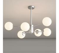 Lampadario Moderno a Sfera in Vetro, Illuminazione a Sospensione con Finitura cromata, plafoniera per Interni E27 per Cucina, Sala da Pranzo, Camera da Letto(6 Lights, Chrome)