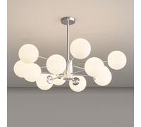 Lampadario Moderno a Sfera in Vetro, Illuminazione a Sospensione con Finitura cromata, plafoniera per Interni E27 per Cucina, Sala da Pranzo, Camera da Letto(12 Lights, Chrome)