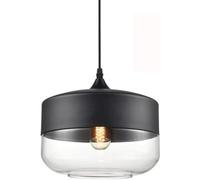 Lampadario moderno a sospensione a soffitto, paralume a cupola in vetro trasparente, lampadario a sospensione in metallo nero - Lampadario Art Déco,illuminazione a soffitto