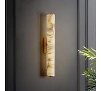 Lampadario moderno bagno in oro vanità vanità leggera muro di ottone sconces in vetro naturale monte in pietra in pietra da 6w lampada a strisce lunghe lampada illuminazione lineare per la scala