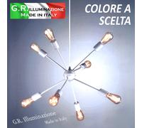 LAMPADARIO MODERNO BIANCO 8 L. Ø60 LAMPADA A SOSPENSIONE CUCINA SALOTTO illusion