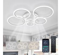 Lampadario Moderno Bianco con Ventilatore da Soffitto Silenzioso Cerchio