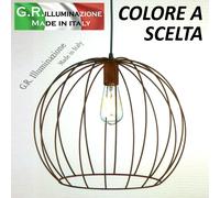LAMPADARIO MODERNO BIANCO o CORTEN 1 LUCE GABBIA IN METALLO SOSPENSIONE Basket