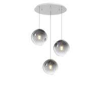 Lampadario Moderno Big Eclipse Metallo Bianco Vetro Fumè 3 Luci E27