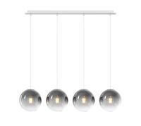 Lampadario Moderno Big Eclipse Metallo Bianco Vetro Fumè 4 Luci E27