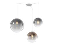 Lampadario Moderno Big Eclipse Metallo Bianco Vetro Fumè-Bronzo 3 Luci E27