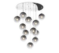 Lampadario Moderno Big Eclipse Metallo Cromo Vetro Fumè 8 Luci E27