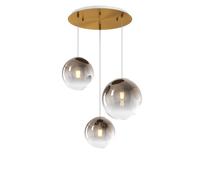 Lampadario Moderno Big Eclipse Metallo Ottone Satinato Vetro Bronzo 3 Luci E27