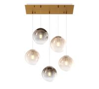 Lampadario Moderno Big Eclipse Metallo Ottone Vetro Ambra-Bronzo 5 Luci E27