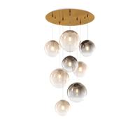 Lampadario Moderno Big Eclipse Metallo Ottone Vetro Ambra-Bronzo 8 Luci E27