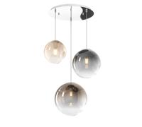 Lampadario Moderno Big Eclipse Tondo Metallo Cromo Vetro Multicolor 3 Luci E27